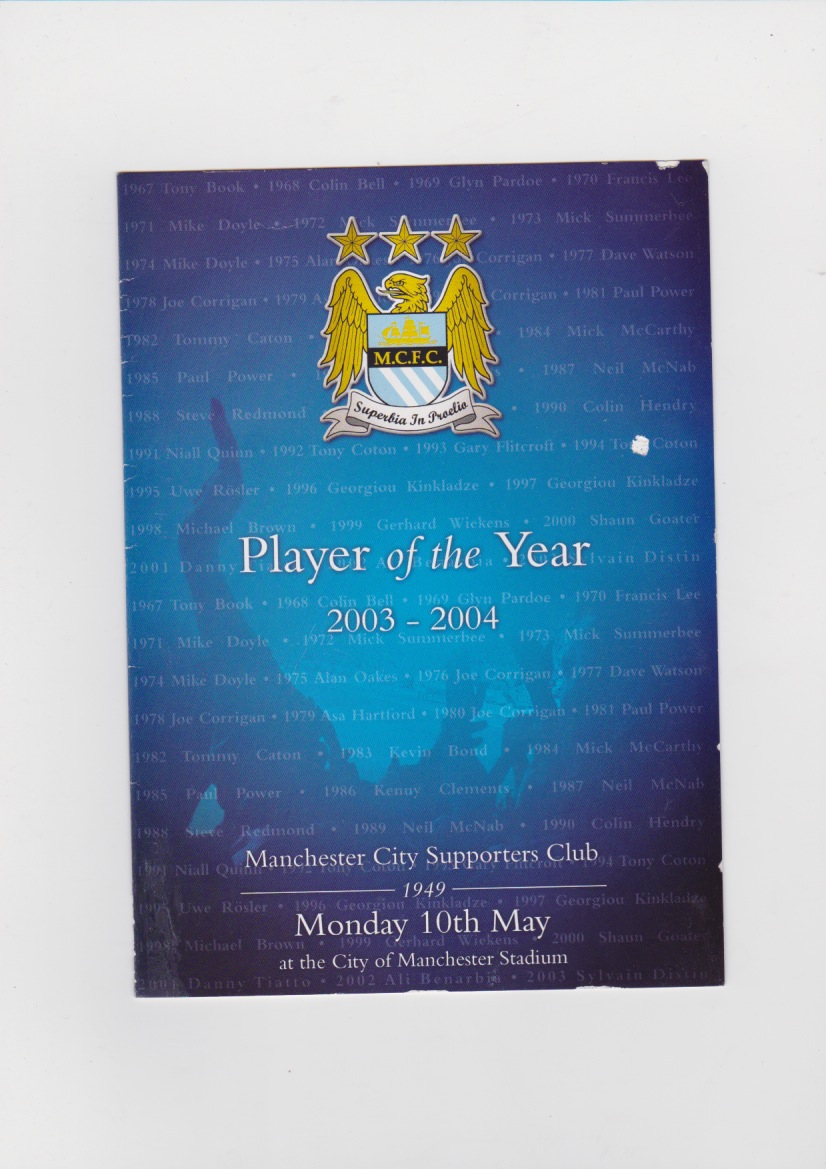2003/4 Player of Year flyer
